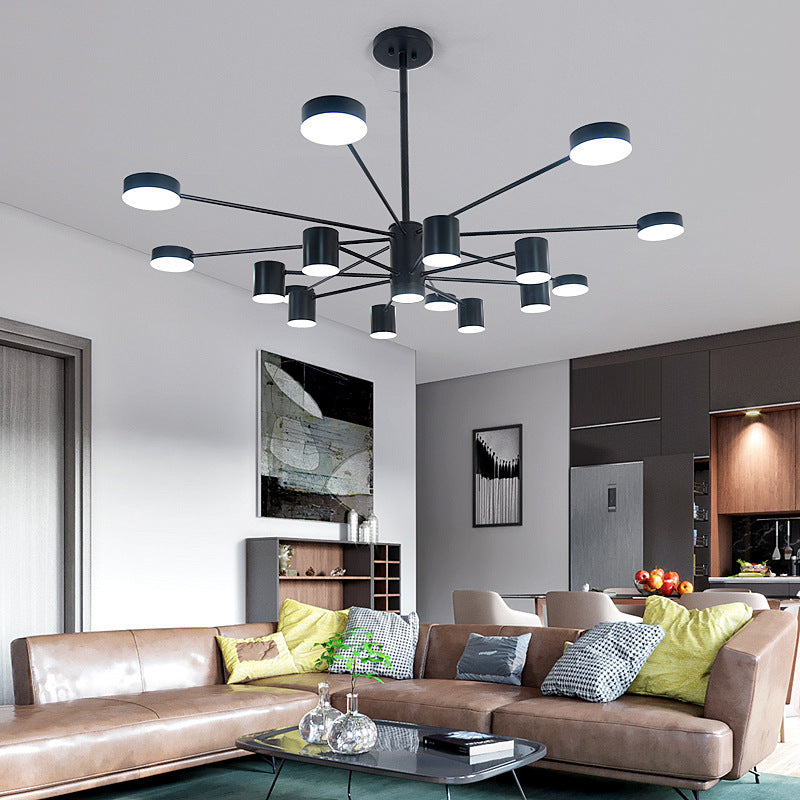 Nordic Metal Chandelier Black Multi Light Hanging Light for Bedroom