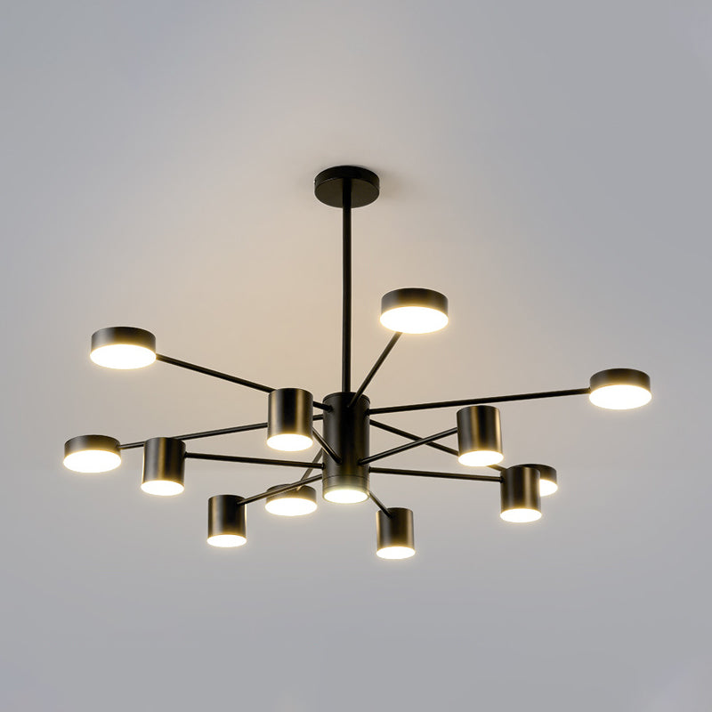 Nordic Metal Chandelier Black Multi Light Hanging Light for Bedroom