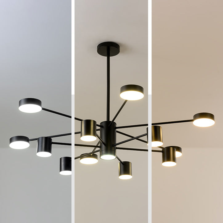 Nordic Metal Chandelier Black Multi Light Hanging Light for Bedroom