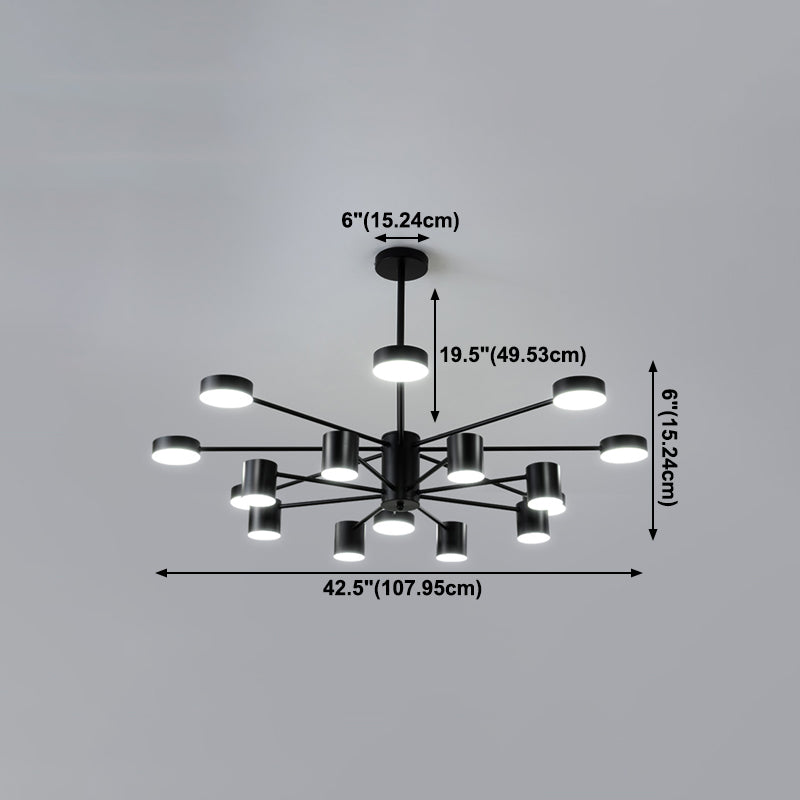 Nordic Metal Chandelier Black Multi Light Hanging Light for Bedroom
