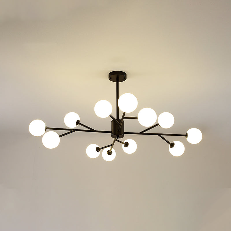 Modern Chandelier Light Fixtures Multi-Head Suspension Pendant Lamp with Glass Shade