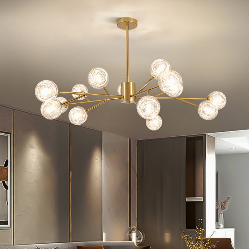 Modern Chandelier Light Fixtures Multi-Head Suspension Pendant Lamp with Glass Shade