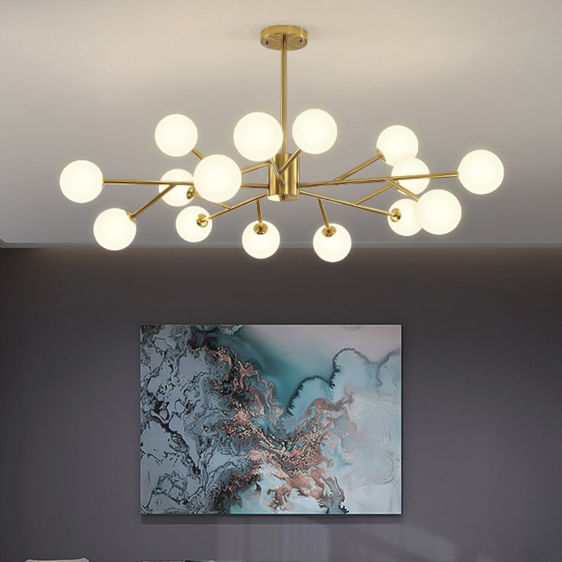 Modern Chandelier Light Fixtures Multi-Head Suspension Pendant Lamp with Glass Shade