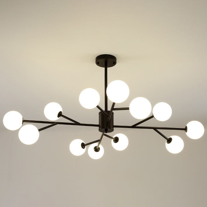 Modern Chandelier Light Fixtures Multi-Head Suspension Pendant Lamp with Glass Shade