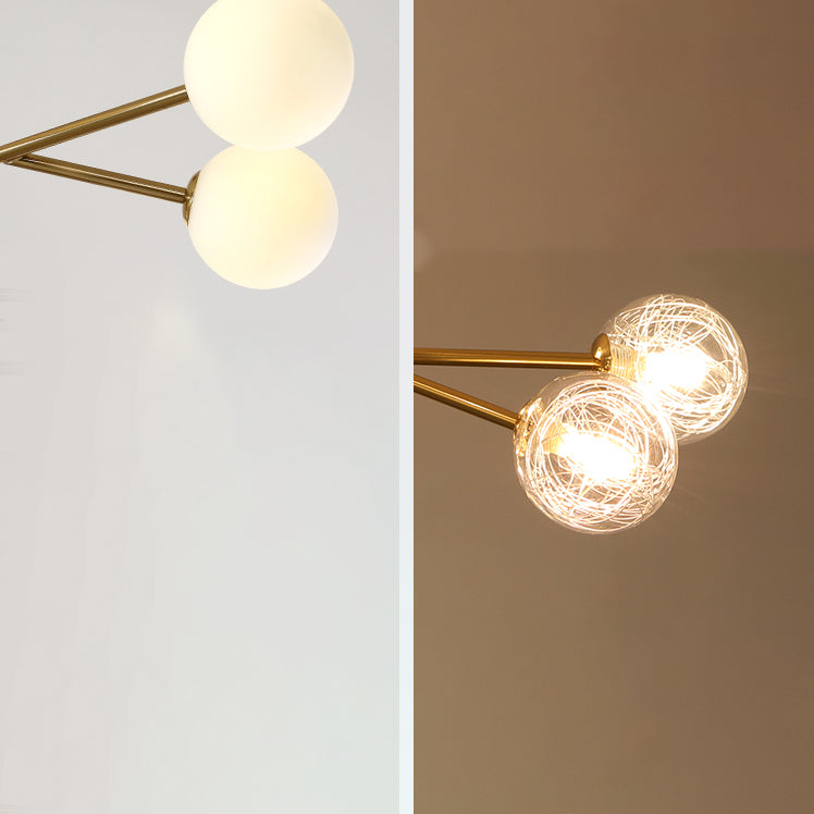 Modern Chandelier Light Fixtures Multi-Head Suspension Pendant Lamp with Glass Shade