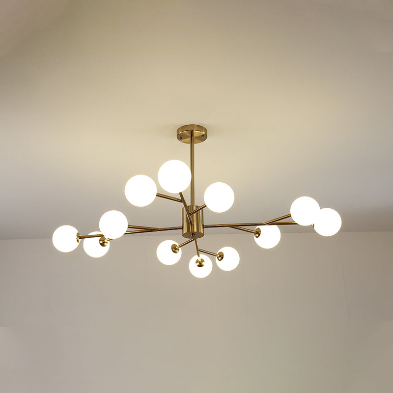 Modern Chandelier Light Fixtures Multi-Head Suspension Pendant Lamp with Glass Shade