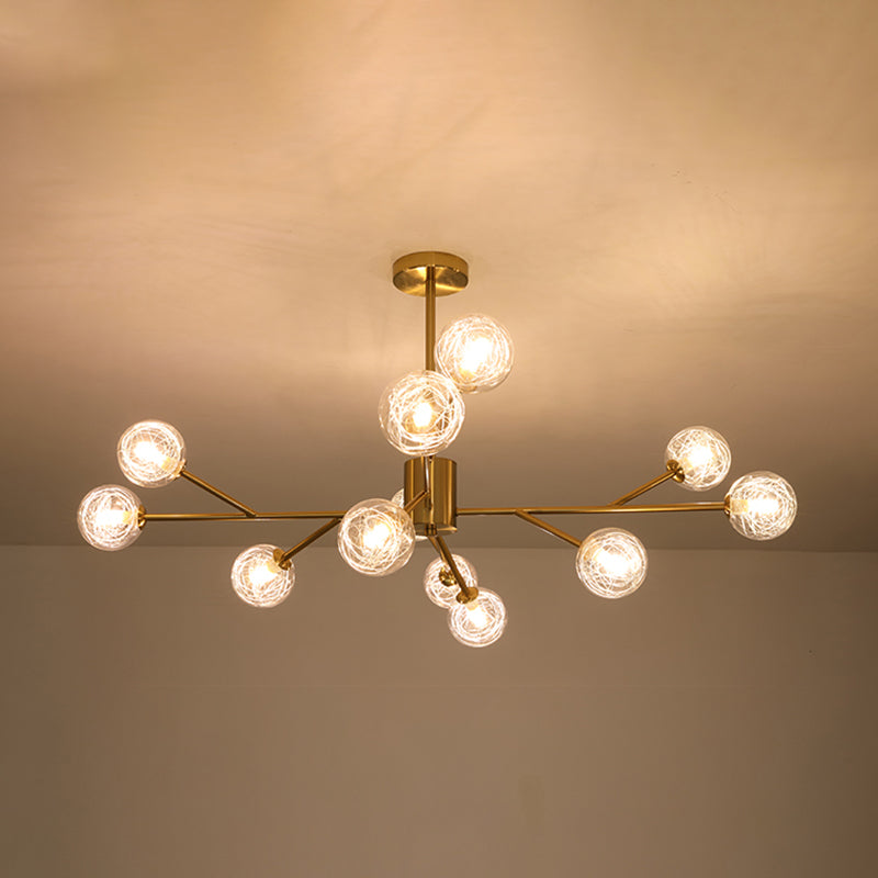 Modern Chandelier Light Fixtures Multi-Head Suspension Pendant Lamp with Glass Shade