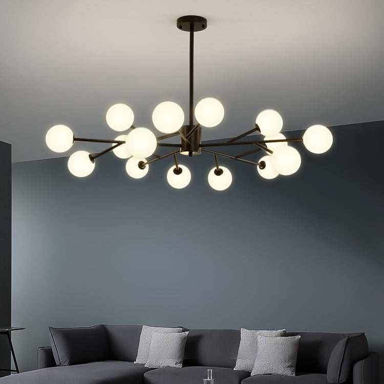 Modern Chandelier Light Fixtures Multi-Head Suspension Pendant Lamp with Glass Shade