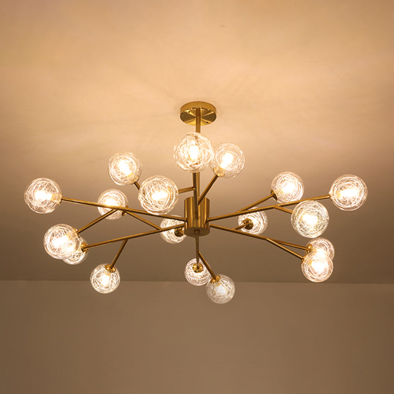 Modern Chandelier Light Fixtures Multi-Head Suspension Pendant Lamp with Glass Shade