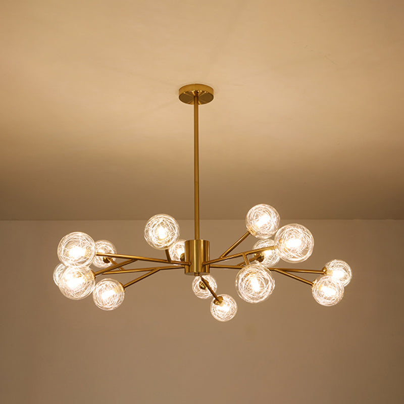 Modern Chandelier Light Fixtures Multi-Head Suspension Pendant Lamp with Glass Shade