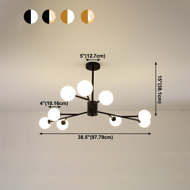 Modern Chandelier Light Fixtures Multi-Head Suspension Pendant Lamp with Glass Shade