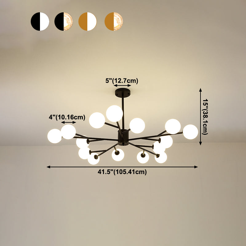 Modern Chandelier Light Fixtures Multi-Head Suspension Pendant Lamp with Glass Shade