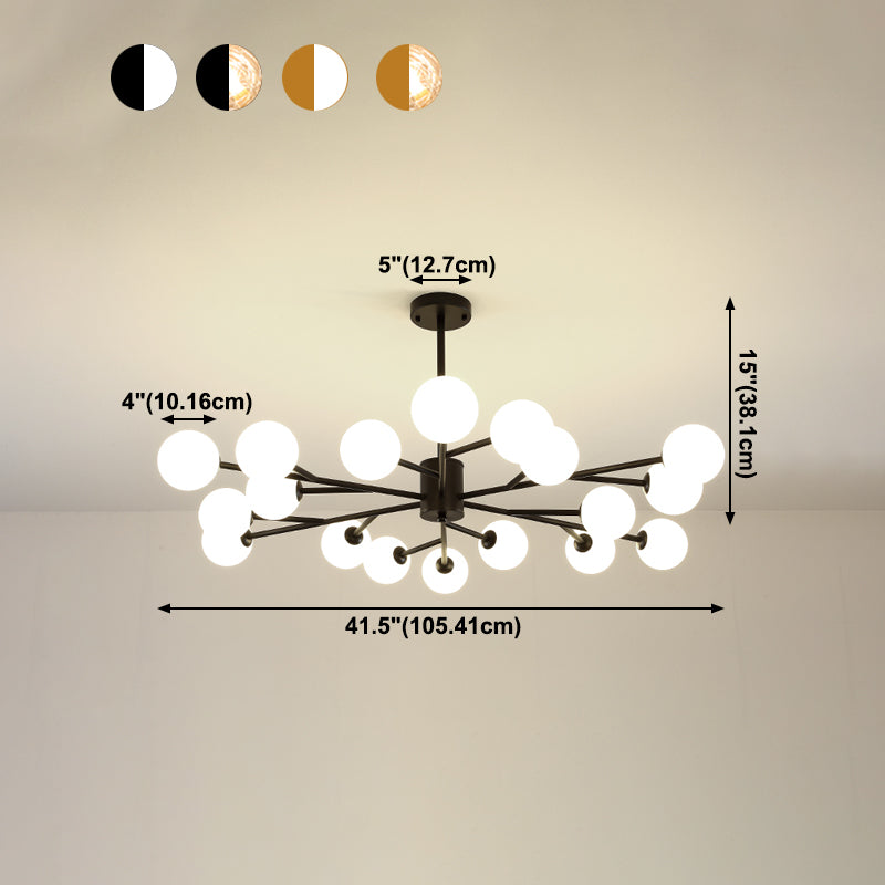 Modern Chandelier Light Fixtures Multi-Head Suspension Pendant Lamp with Glass Shade