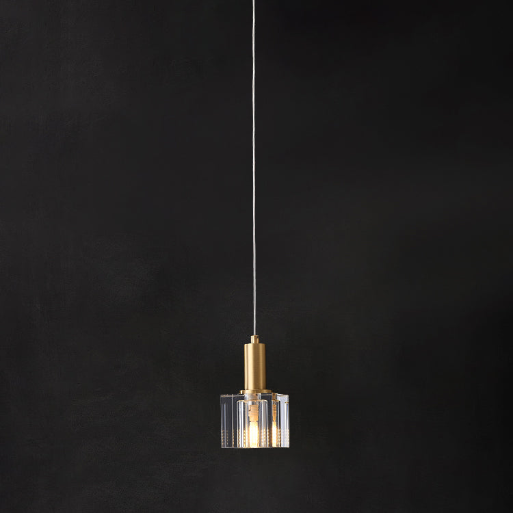 Luces colgantes colgantes de cristal de 1 luz Cubo transparente de lámparas colgantes para dormitorio