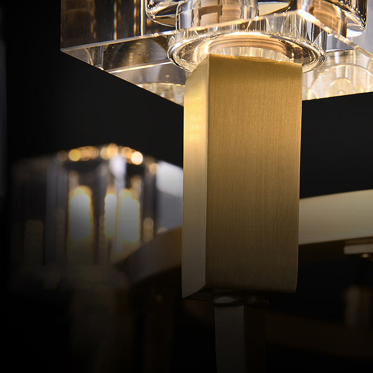 Luces colgantes colgantes de cristal de 1 luz Cubo transparente de lámparas colgantes para dormitorio