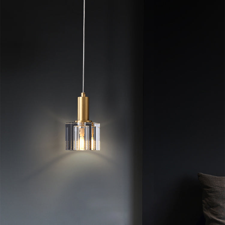 Luces colgantes colgantes de cristal de 1 luz Cubo transparente de lámparas colgantes para dormitorio
