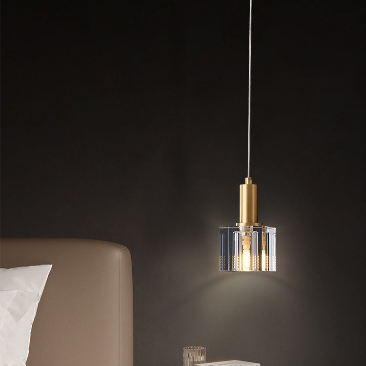 Luces colgantes colgantes de cristal de 1 luz Cubo transparente de lámparas colgantes para dormitorio