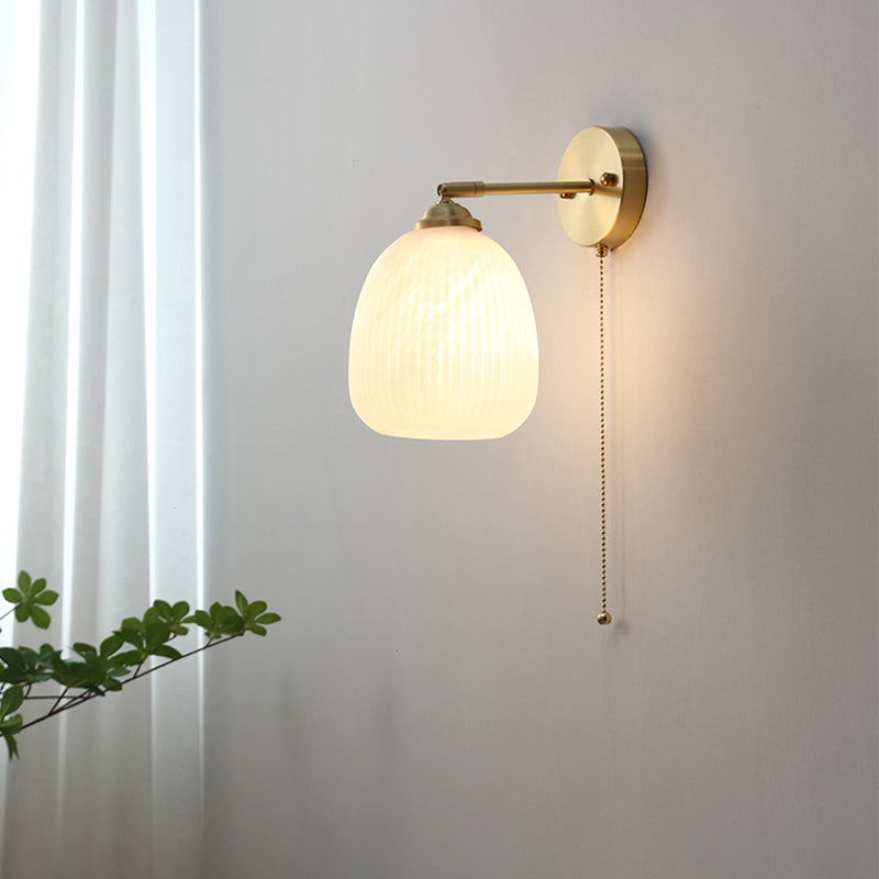 Vidrete de vidrio blanco apliques de pared de una cabeza para dormitorio de sala de estar