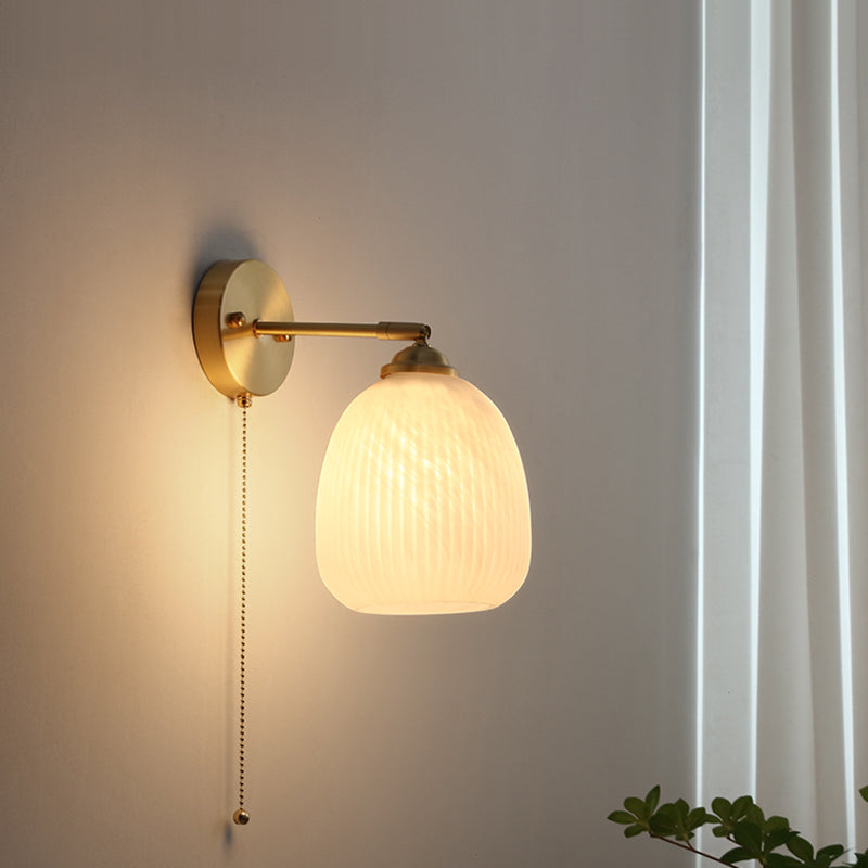 Vidrete de vidrio blanco apliques de pared de una cabeza para dormitorio de sala de estar