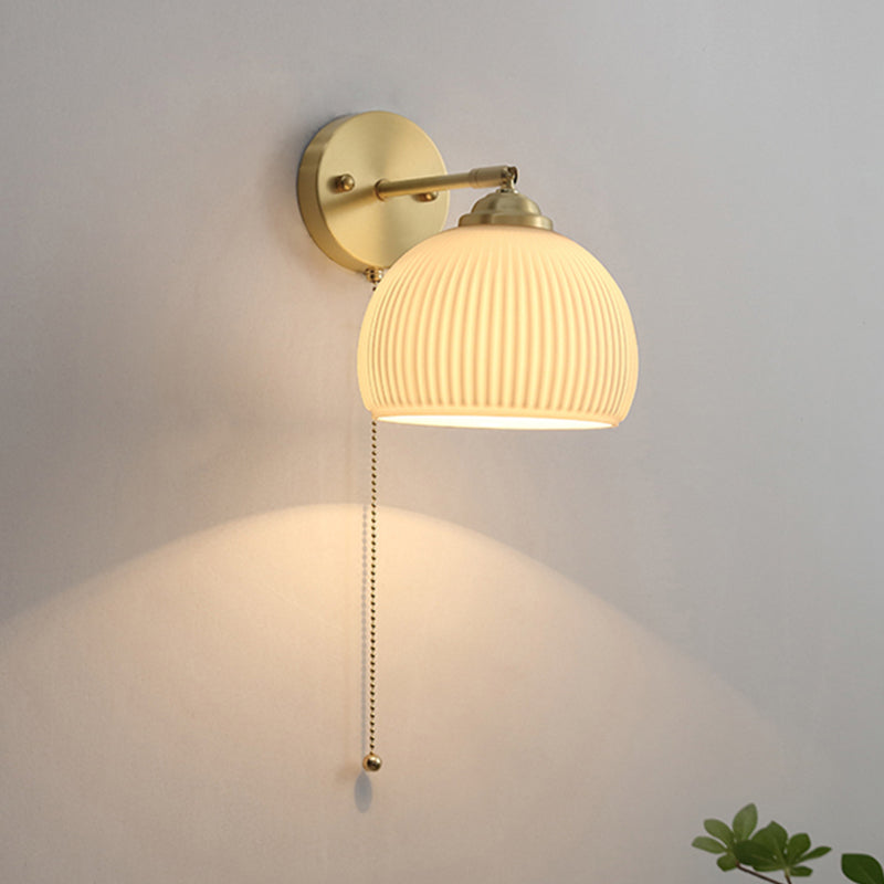 Vidrete de vidrio blanco apliques de pared de una cabeza para dormitorio de sala de estar