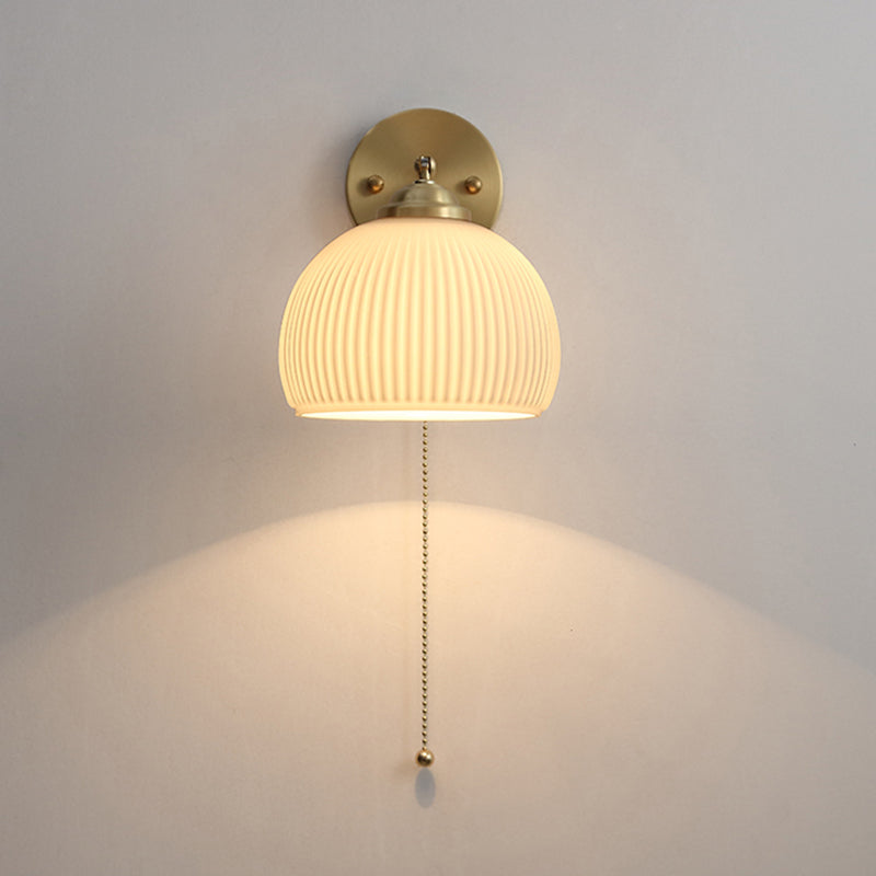 Vidrete de vidrio blanco apliques de pared de una cabeza para dormitorio de sala de estar