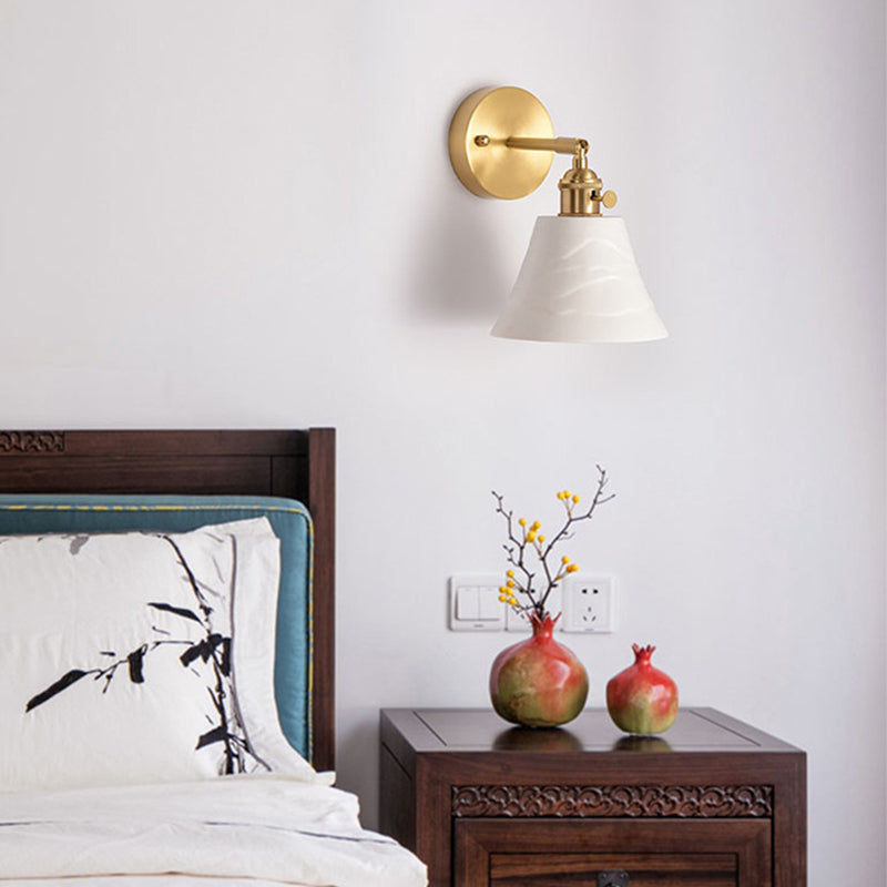 Application murale à tête simple contemporaine blanc cérame en céramique mural luminaire monté