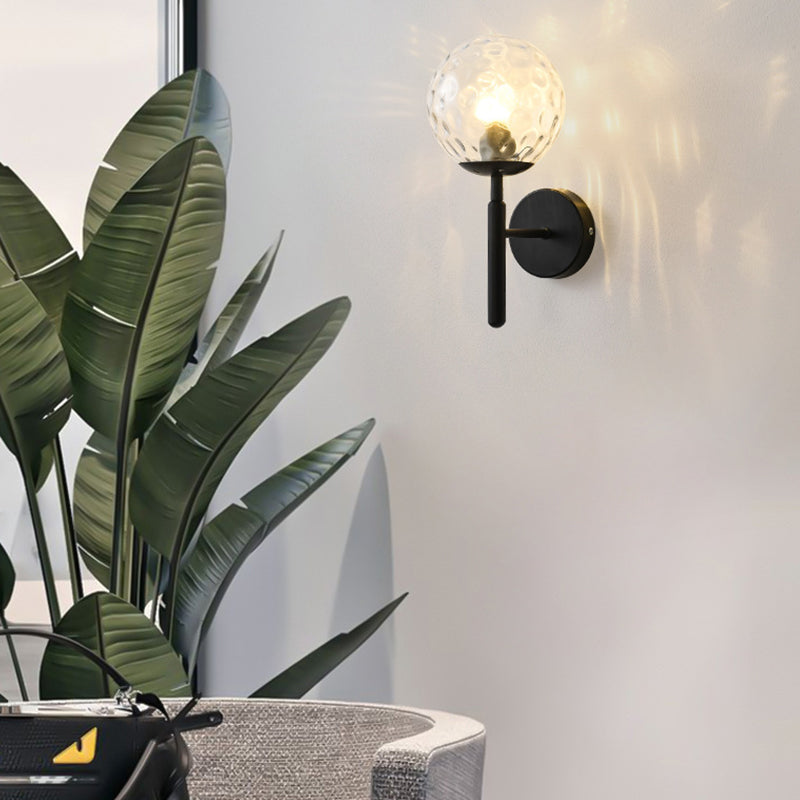 Contemporary Single Head Wall Sconce Glass Ball Shade Wall Mounted Light for Living Room
