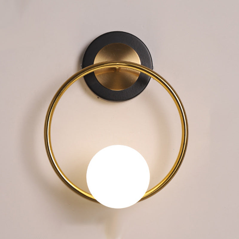 Discina de pared de vidrio blanco 1 lámpara de luz montada en la pared para sala de estudio