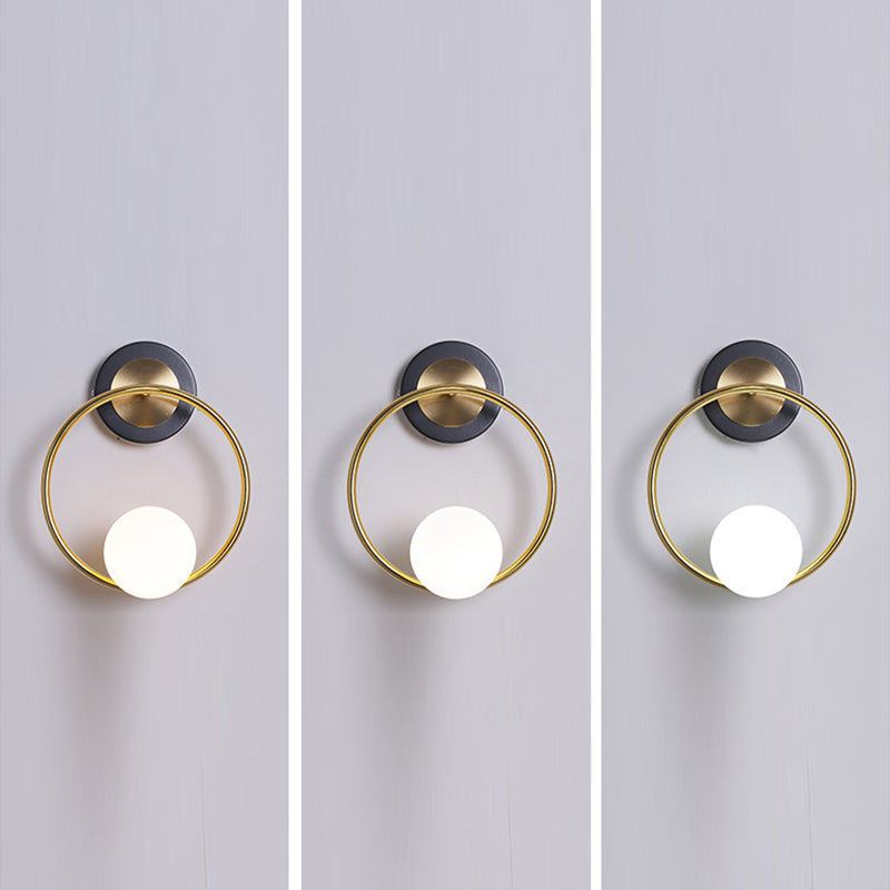 Discina de pared de vidrio blanco 1 lámpara de luz montada en la pared para sala de estudio