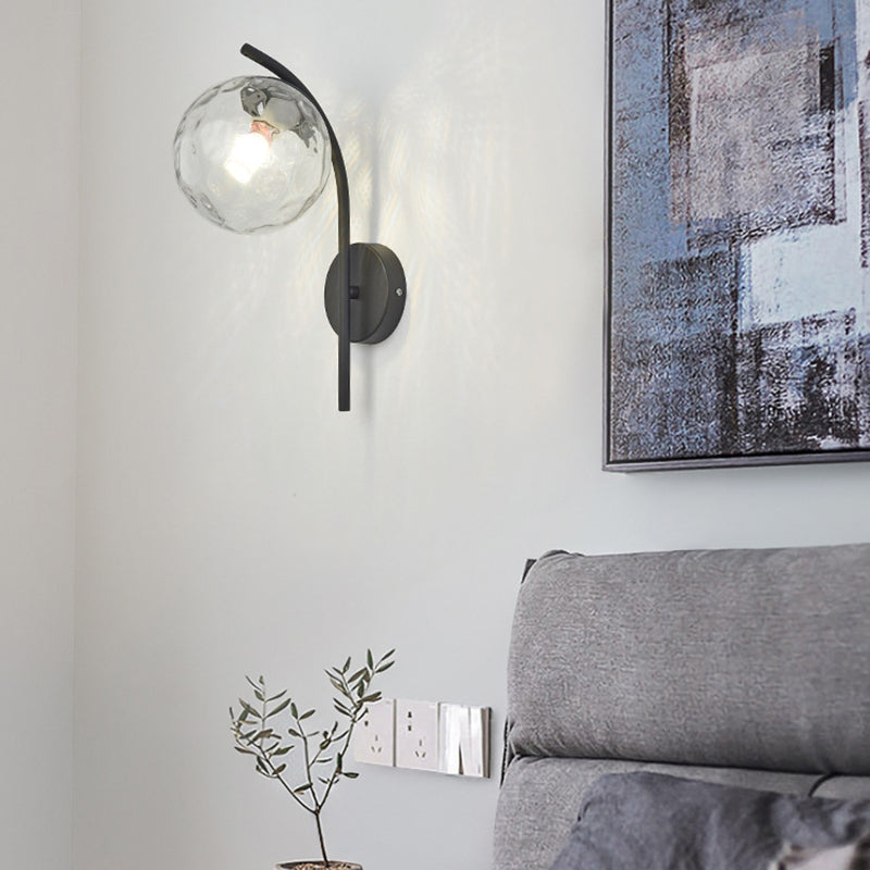 Casa de pared de lámpara de vidrio contemporánea 1 cabezal de metal de metal lámpara montada en la pared