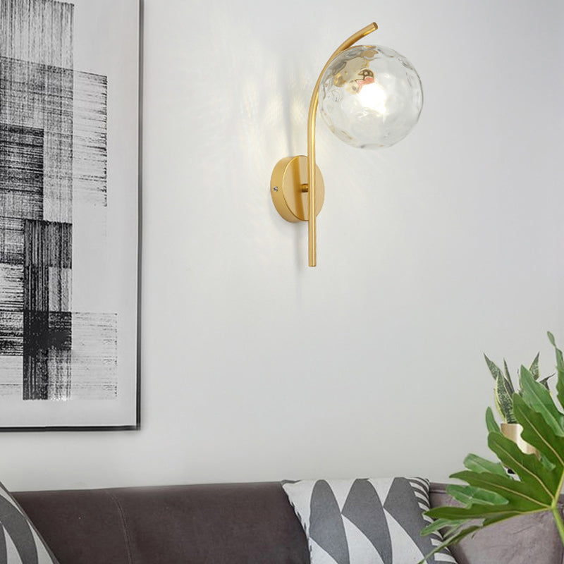 Casa de pared de lámpara de vidrio contemporánea 1 cabezal de metal de metal lámpara montada en la pared