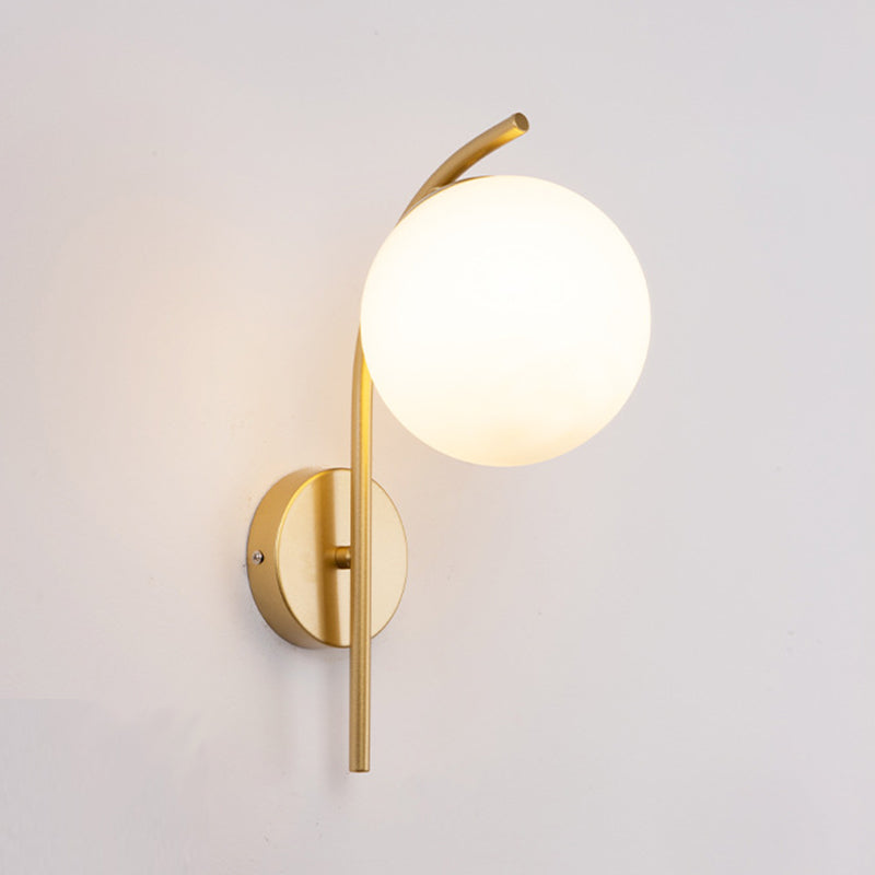 Contemporary Glass Lampshade Wall Sconce 1 Head Metal Wall Mounted Light Fixture