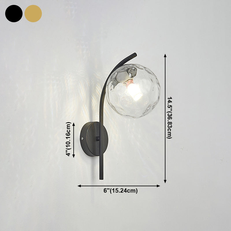Casa de pared de lámpara de vidrio contemporánea 1 cabezal de metal de metal lámpara montada en la pared