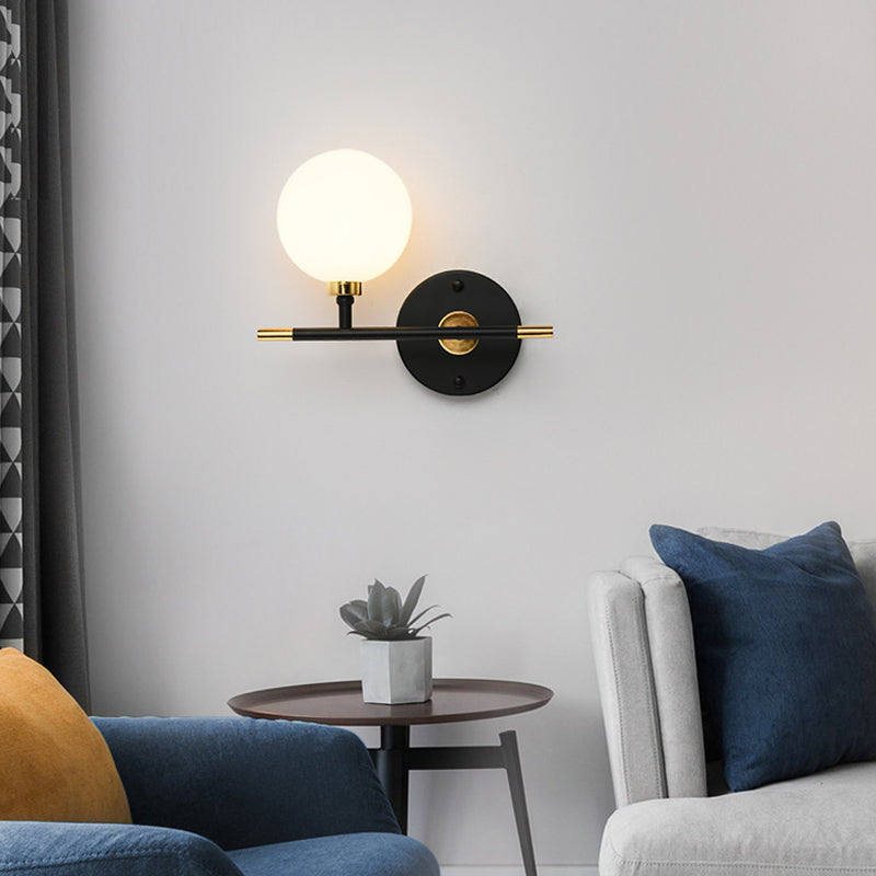 Schlafzimmer einfache Leuchtenleuchten Metall 1 Blub weiße Glaswandmontage Beleuchtung