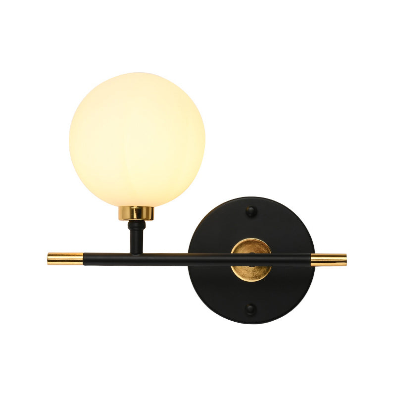 Schlafzimmer einfache Leuchtenleuchten Metall 1 Blub weiße Glaswandmontage Beleuchtung