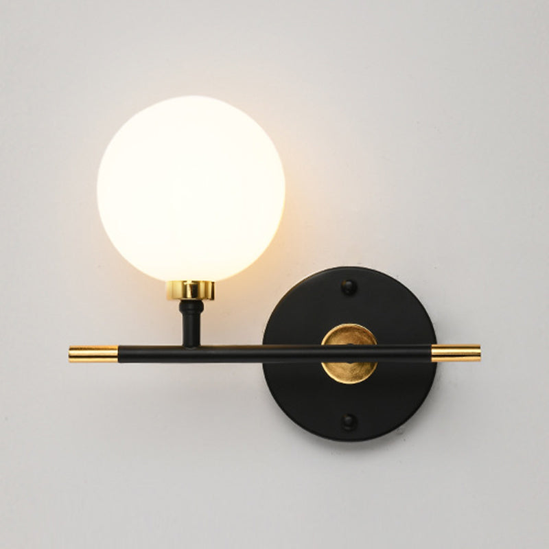 Schlafzimmer einfache Leuchtenleuchten Metall 1 Blub weiße Glaswandmontage Beleuchtung