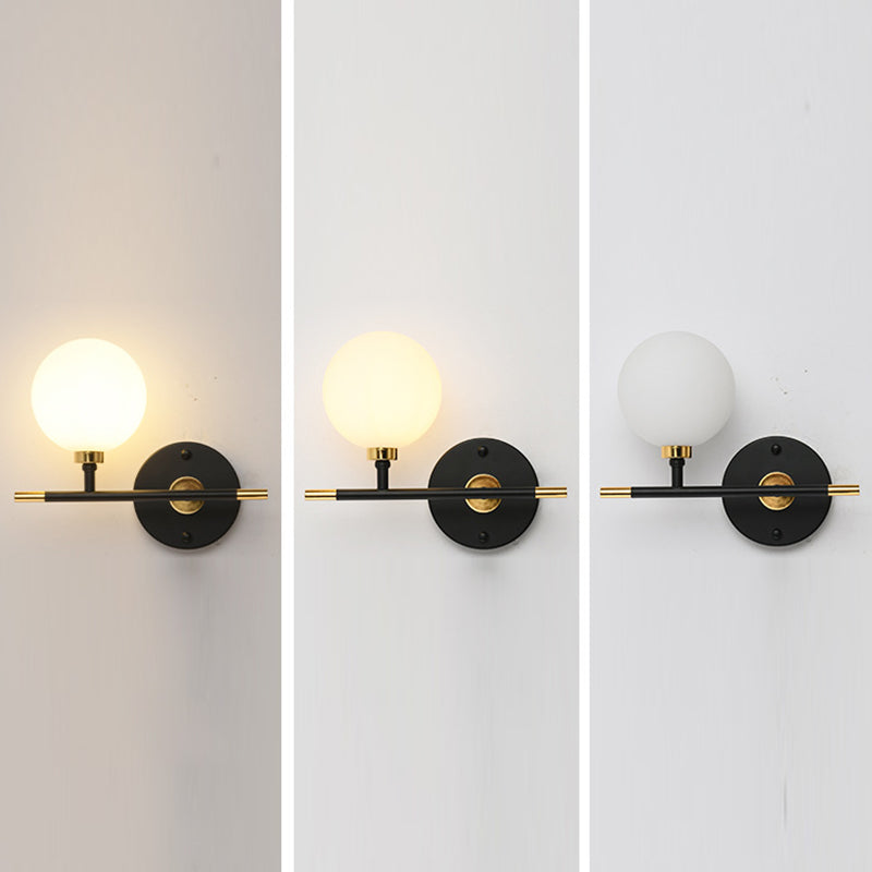 Schlafzimmer einfache Leuchtenleuchten Metall 1 Blub weiße Glaswandmontage Beleuchtung