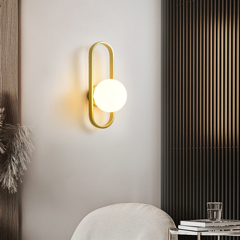 Bedroom Simple Sconce Light Fixtures 1 Blub Glass Lampshade Wall Mounted Lighting