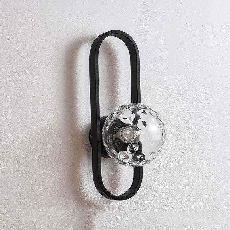 Bedroom Simple Sconce Light Fixtures 1 Blub Glass Lampshade Wall Mounted Lighting