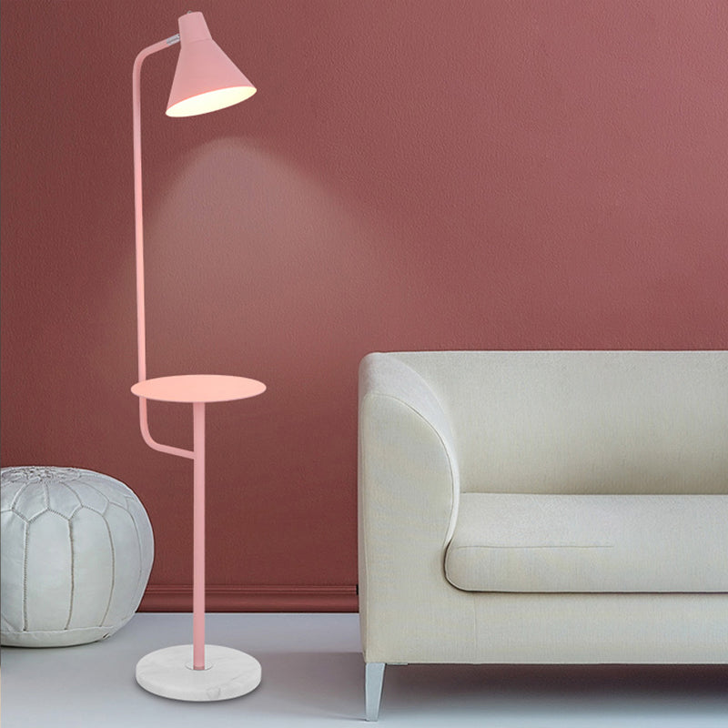 Macaroon Metal Floor Reading Lamp 1-Light Floor Light with Tray for Bedroom