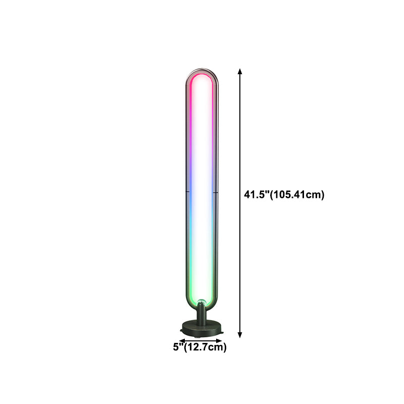 Oval Shaped Bluetooth Floor Light Modern Metal Bedroom RGB Standing Light