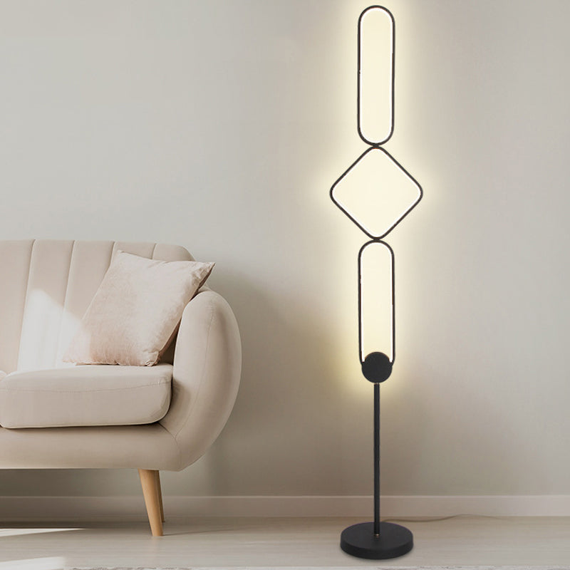 Geometrical Linear Floor Light Artistic Metal Bedroom Standing Light