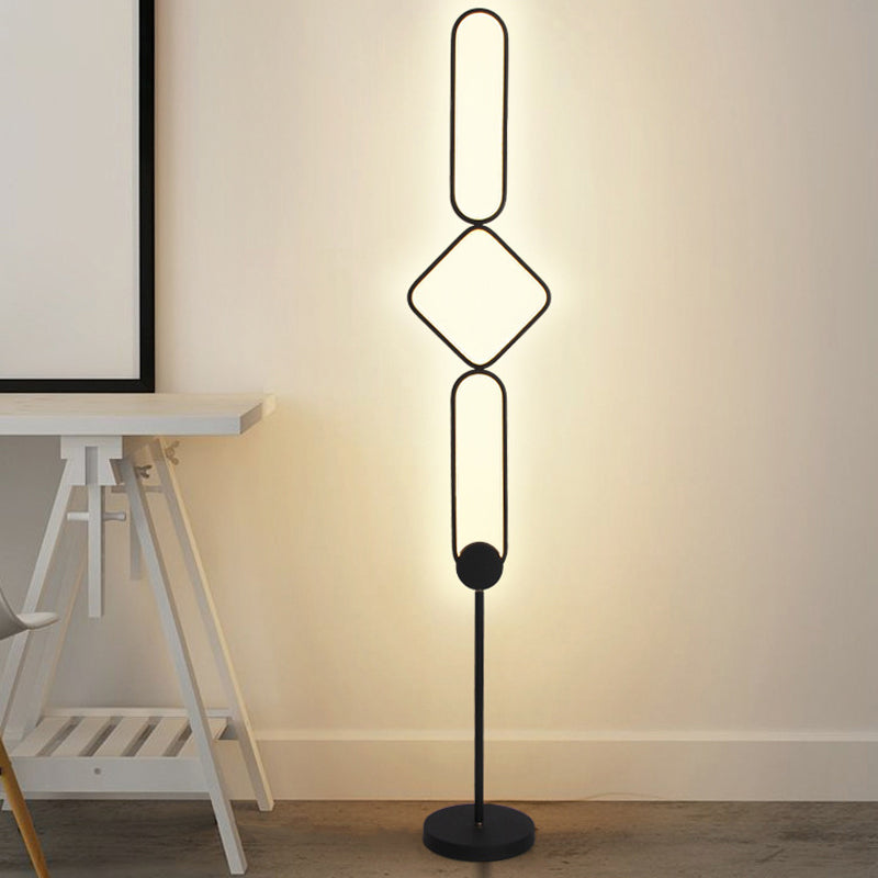 Geometrical Linear Floor Light Artistic Metal Bedroom Standing Light