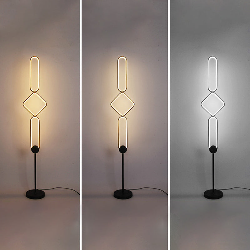 Geometrical Linear Floor Light Artistic Metal Bedroom Standing Light