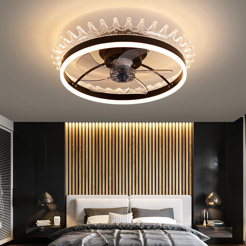 Minimalist LED Ceiling Fan Light Circular Semi Flush Ceiling Light with Acrylic Shade
