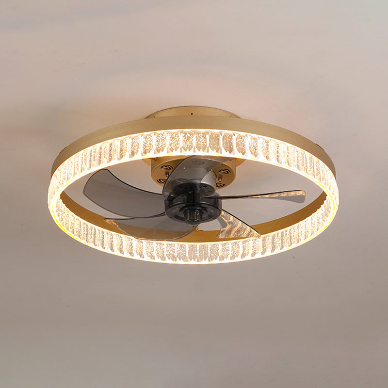 Minimalist LED Ceiling Fan Light Circular Semi Flush Ceiling Light with Acrylic Shade
