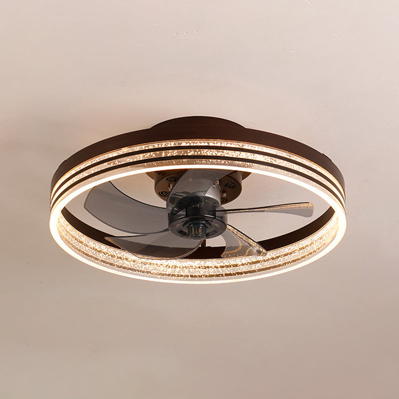 Minimalist LED Ceiling Fan Light Circular Semi Flush Ceiling Light with Acrylic Shade