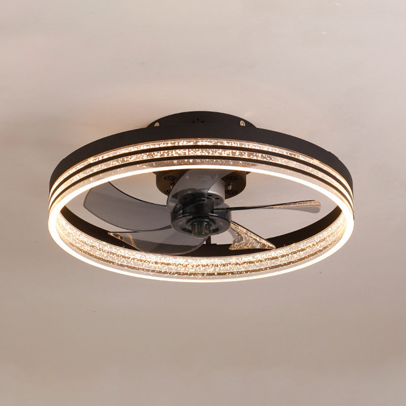 Minimalist LED Ceiling Fan Light Circular Semi Flush Ceiling Light with Acrylic Shade