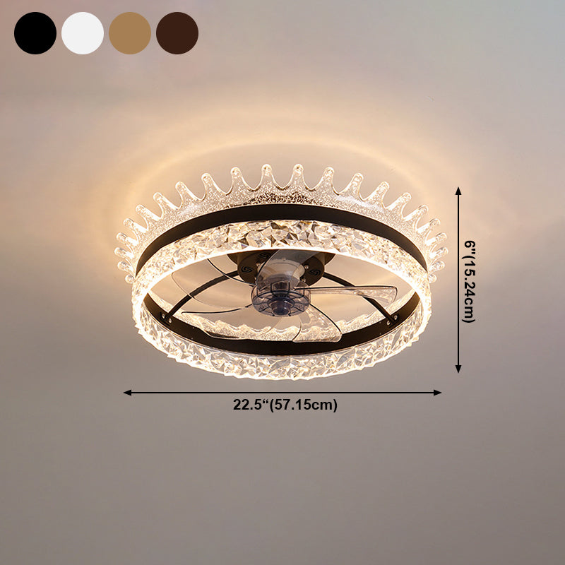 Minimalist LED Ceiling Fan Light Circular Semi Flush Ceiling Light with Acrylic Shade