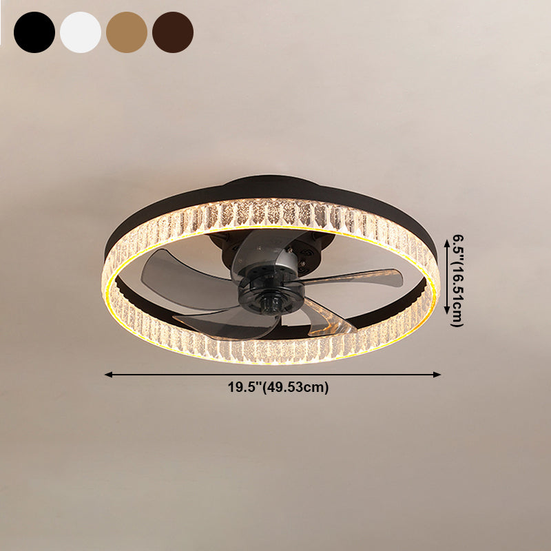 Minimalistische LED -Deckenventilator Leichtkreis kreisförmige Halbblöcke Deckenleuchte mit Acrylschatten